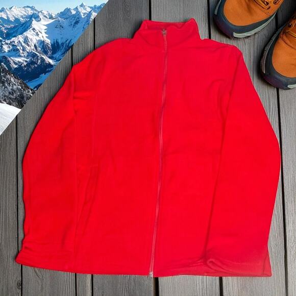 Lands' End Anyweather Fleece Jacket Womens Medium 10-12 Full Zip Pockets Coat - Picture 2 of 13